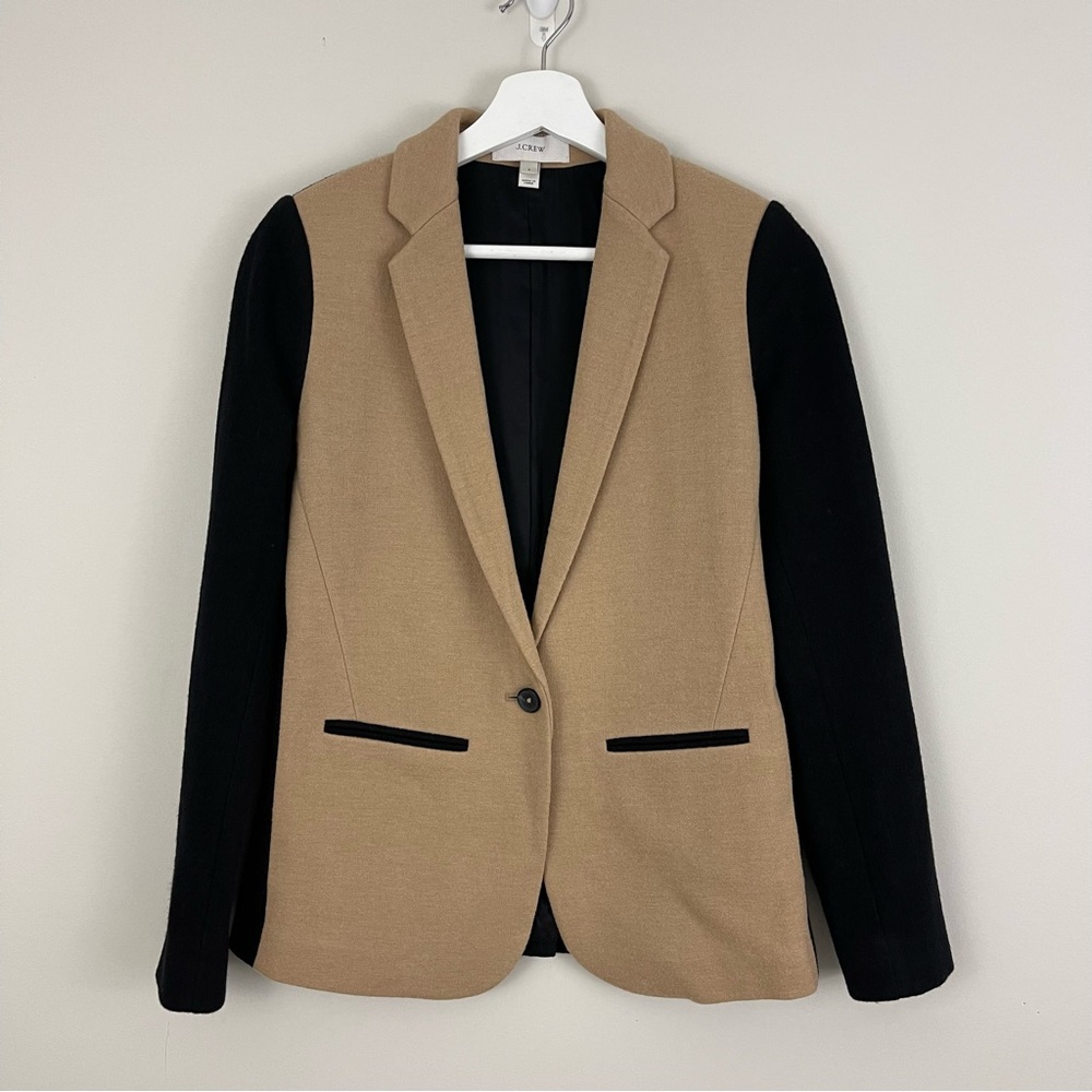 J. Crew Contrast Knit Wool Cotton Blend Blazer Jacket